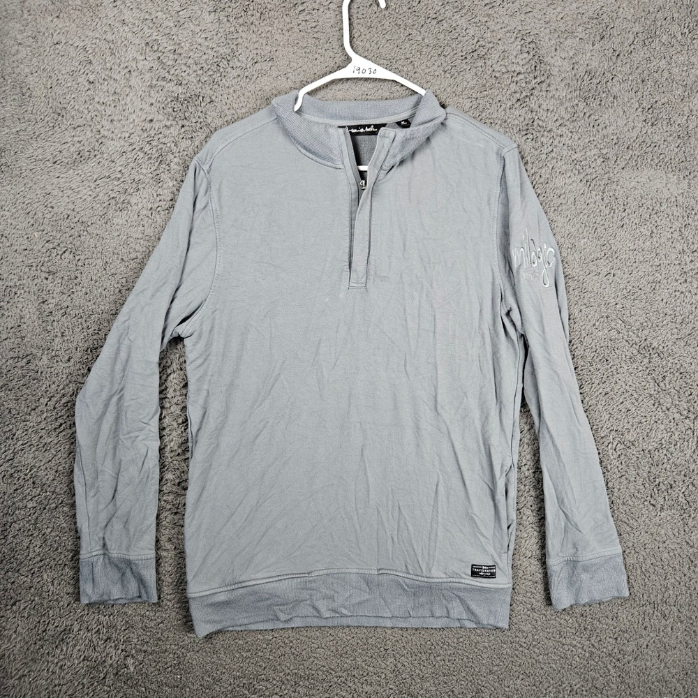 Travis Mathew Mens Gray Milagro Tequila Quarter Zip Long Sleeve Pullover Sizeβ M